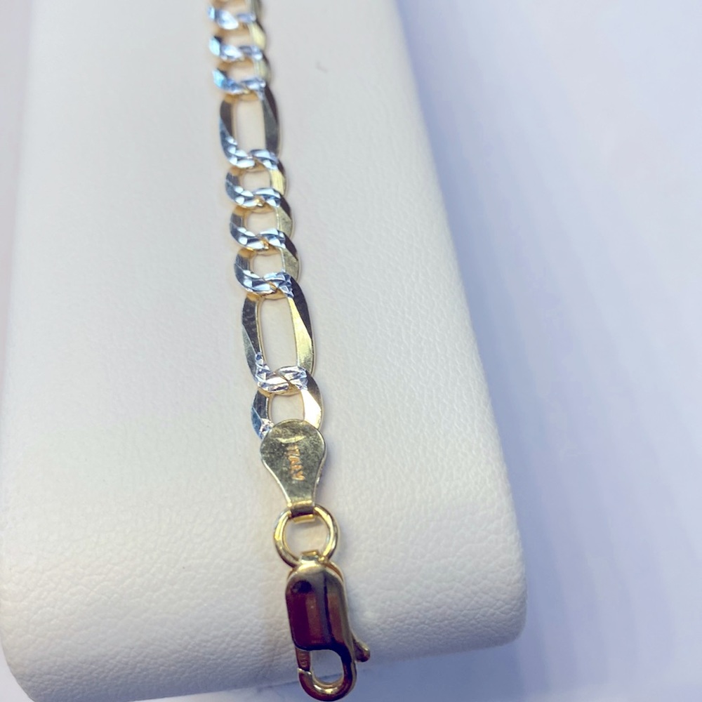 NEW Sterling Silver Figaro Gold Bracelet
